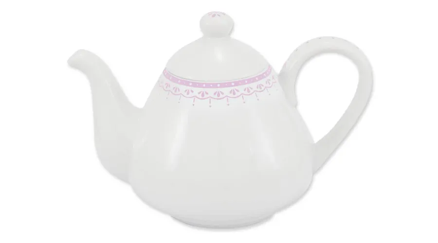 obrazek 1 Stylowy imbryk z porcelany z subtelnym zdobieniem w kolorze różowym - Leander