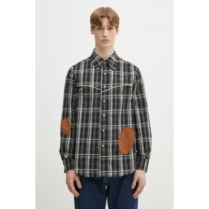 Zdjęcie Andersson Bell koszula Noah Patch Check męska kolor czarny regular z kołnierzykiem klasycznym atb1238m