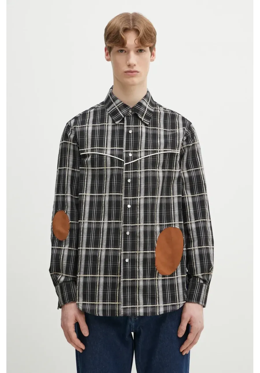 obrazek 1 Andersson Bell koszula Noah Patch Check męska kolor czarny regular z kołnierzykiem klasycznym atb1238m