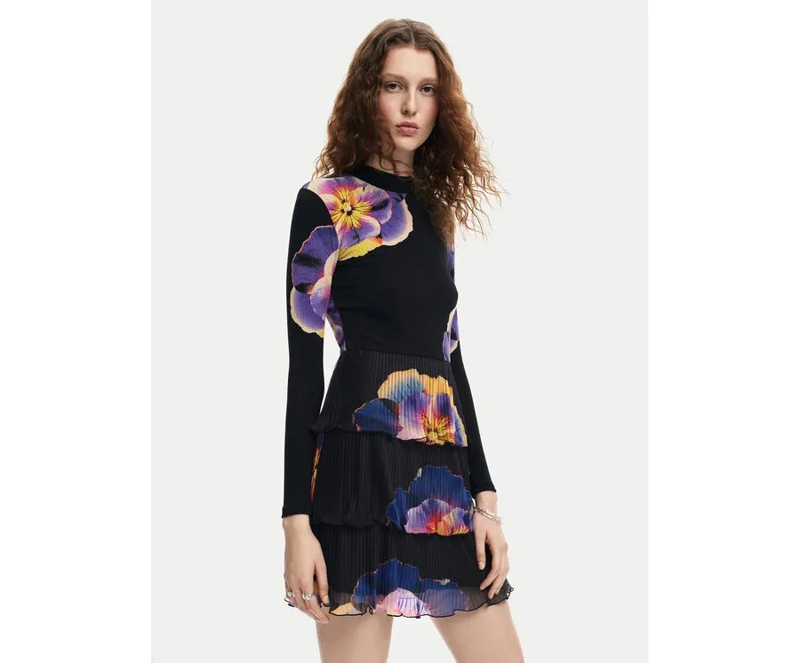 obrazek 1 Desigual Sukienka codzienna Pansee Lacroix 24WWVK34 Czarny Regular Fit