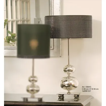 Picture Mirror glass lamp with a cylindrical shade with Swarovski elements - Il Paralume Marina