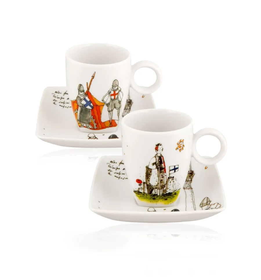 obrazek 1 Porcelanowy zestaw 4 filiżanek do kawy ze spodkami z kolekcji inspirowanej Europejską Stolicą Kultury 2012 - Guimarães -  Vista Alegre