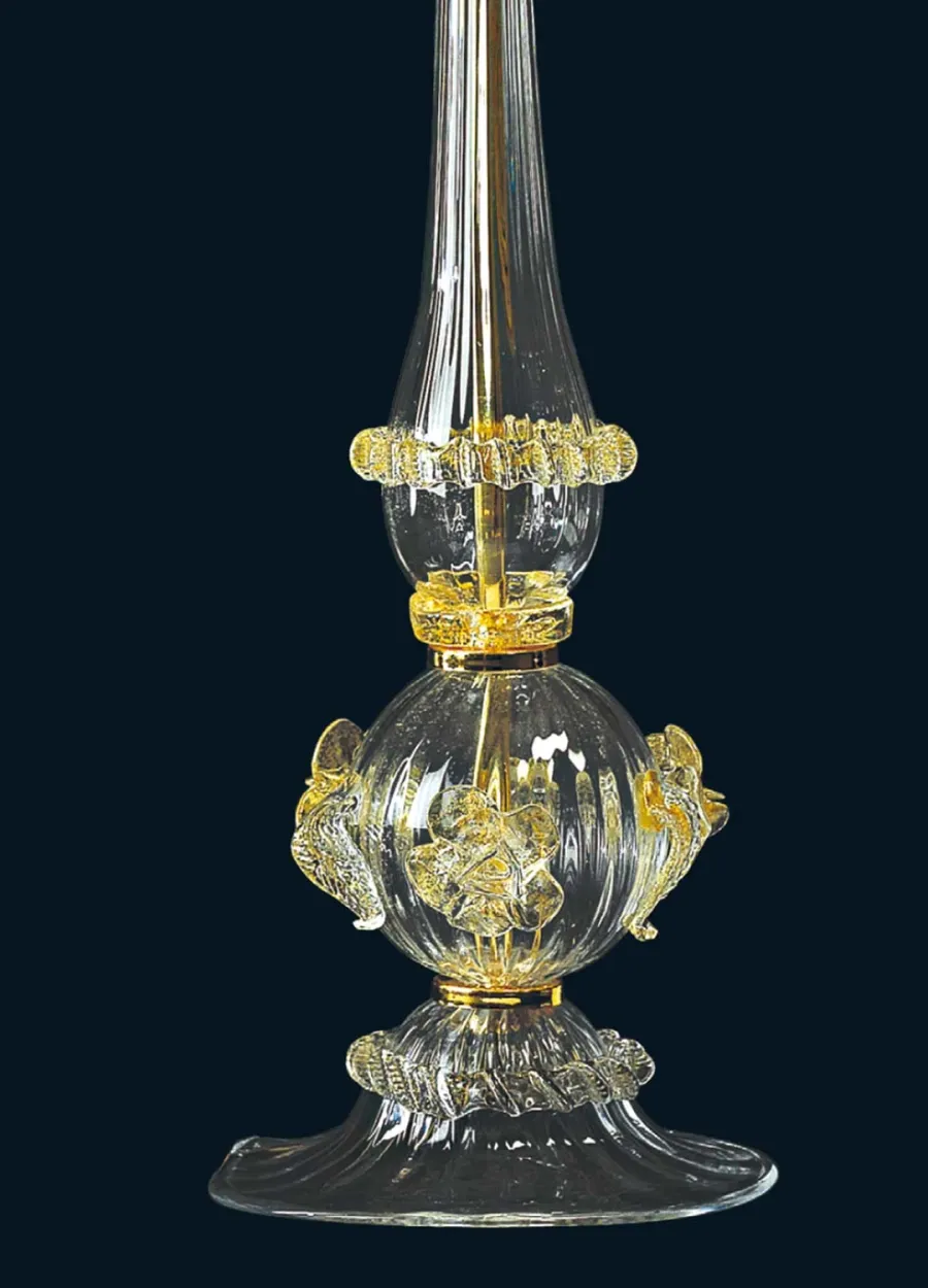 obrazek 3 Ekskluzywna wenecka duża lampa stołowa ze szkła Murano i złota