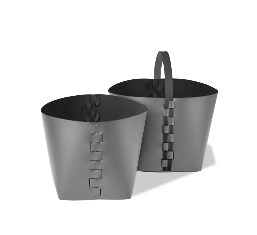 obrazek 2 Szary skórzany kosz Helena 35x30xH26 cm