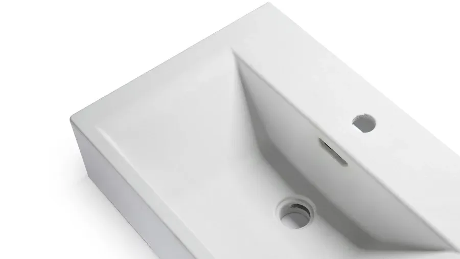 obrazek 3 Elegancka umywalka 60 cm PYXIS BASIC z przelewem, z otworem na baterię - naturalny, bez dekoru, bez lakieru