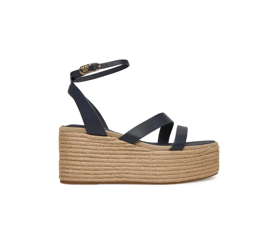obrazek 1 Tommy Hilfiger Espadryle Ankle Strap Leather Platform FW0FW08497 Granatowy
