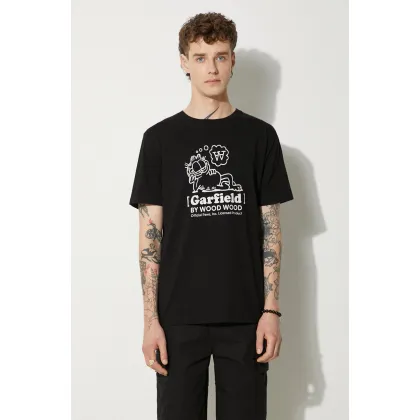 Zdjęcie Wood Wood t-shirt bawełniany X Garfield kolor czarny z nadrukiem 30045702.2222-BLACK