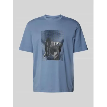 Zdjęcie T-shirt z prążkowanym okrągłym dekoltem