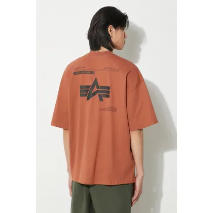 Zdjęcie Alpha Industries t-shirt bawełniany Logo BP męski kolor brązowy gładki 146507