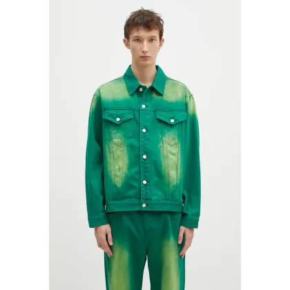 Zdjęcie Billionaire Boys Club kurtka jeansowa Garment Dyed Denim Jacket męska kolor zielony przejściowa oversize B24411