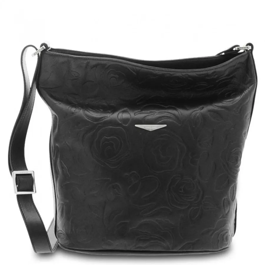 obrazek 2 Skórzana czarna torebka na ramię - Giudi