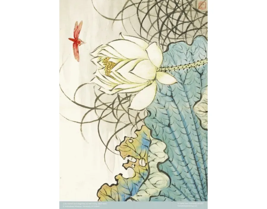 obrazek 2 Puzzle dla dorosłych Ashmolean: Ren Xiong: Kwiat lotosu i ważka - Flame Tree Publishing