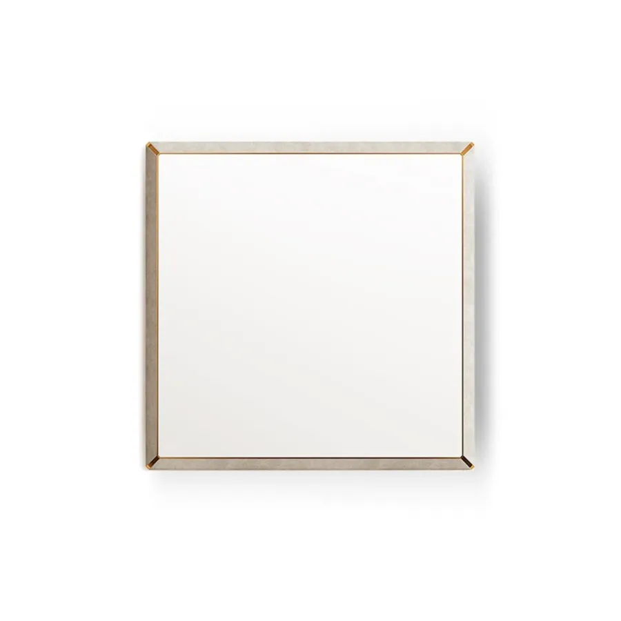 obrazek 1 Wspaniałe włoskie lustro w stylu modernistycznym w skórzanej ramie