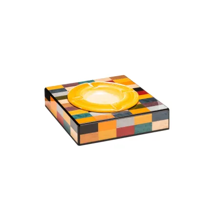 Picture A unique ashtray made of wood, inlaid veneer and ceramics