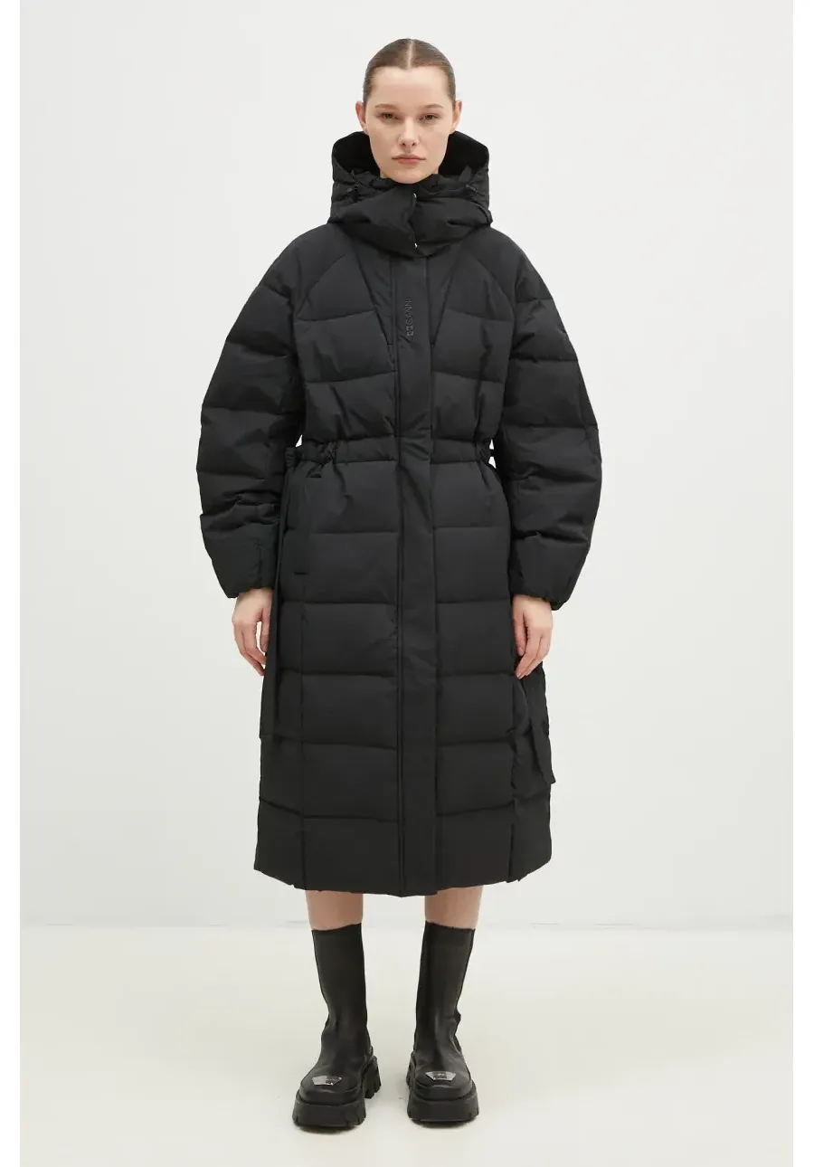 obrazek 1 GANNI kurtka puchowa Tech Seersucker Puffer Coat damska kolor czarny zimowa oversize F9688