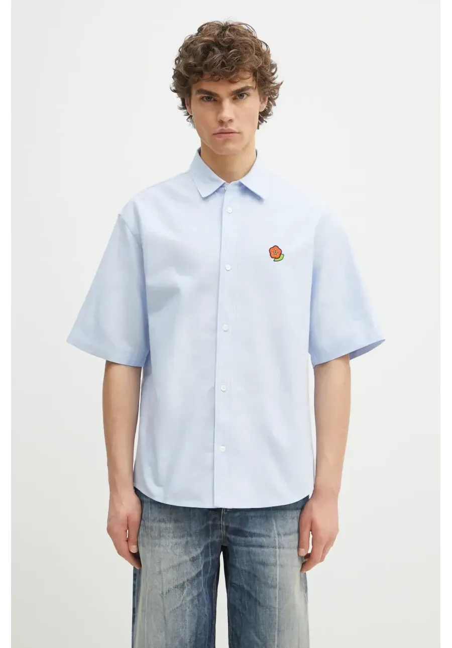 obrazek 1 Kenzo koszula bawełniana męska kolor niebieski relaxed z kołnierzykiem klasycznym FF55CH1279LO.64