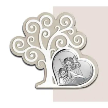 Zdjęcie Piękna srebrna ozdoba 17,3х14,9 cm z przedstawieniem Anioła Stróża