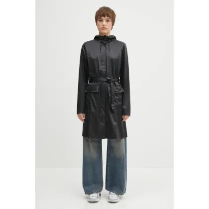 Zdjęcie Rains kurtka Curve Long Jacket W3 kolor czarny przejściowa 18130.84