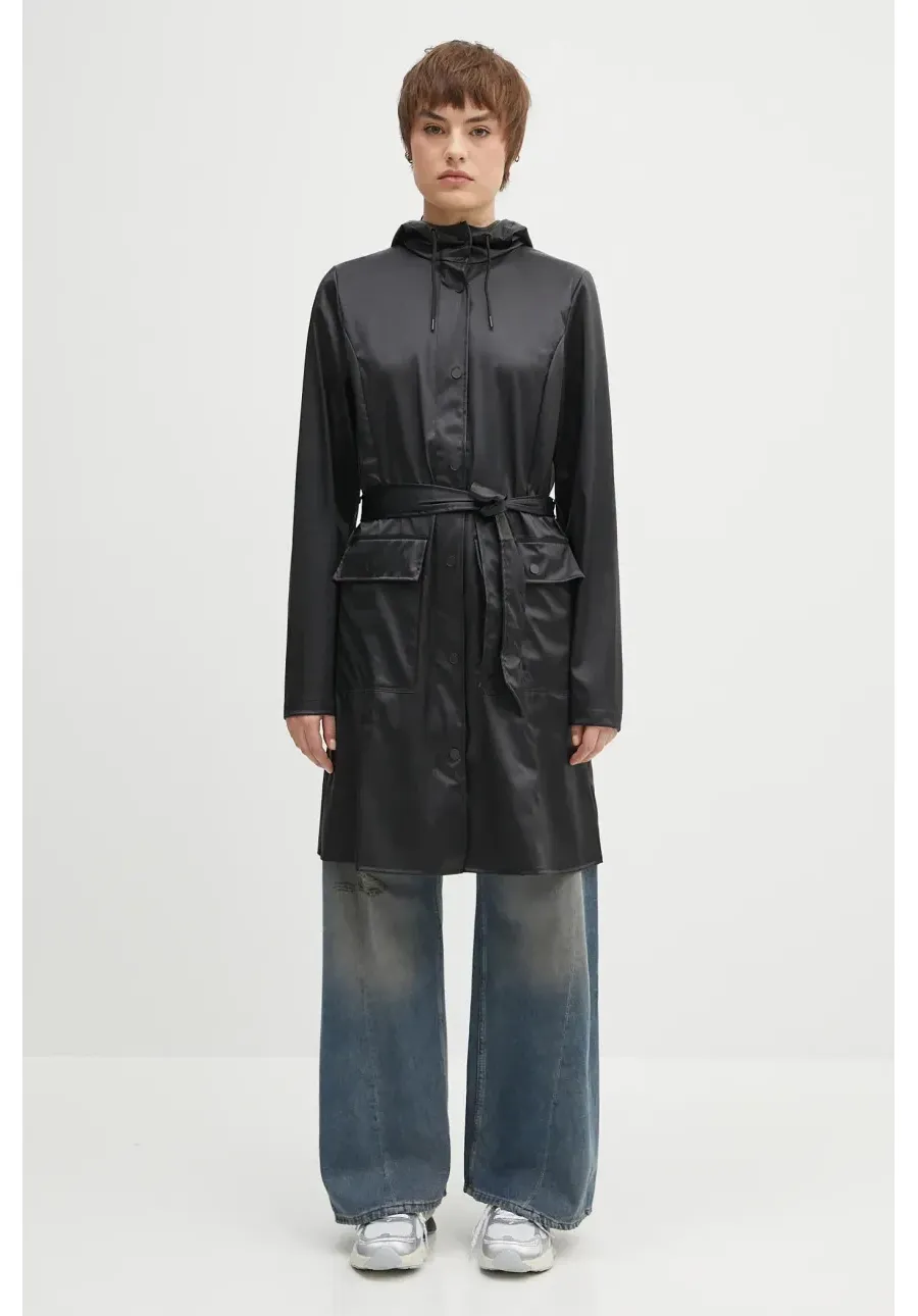 obrazek 1 Rains kurtka Curve Long Jacket W3 kolor czarny przejściowa 18130.84