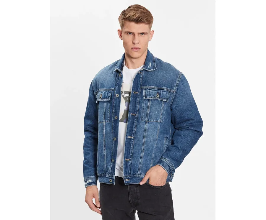 obrazek 1 Pepe Jeans Kurtka jeansowa Young Bandana PM402673 Niebieski Regular Fit