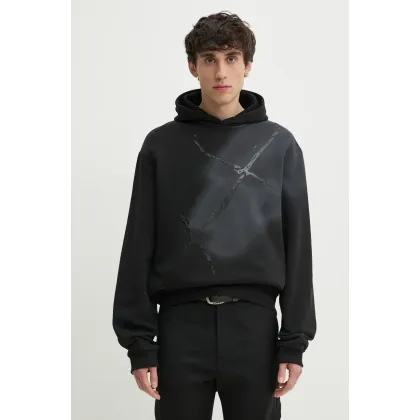 Zdjęcie Heliot Emil bluza bawełniana męska kolor szary z kapturem z nadrukiem PRESS25_M_08_072_BLK01