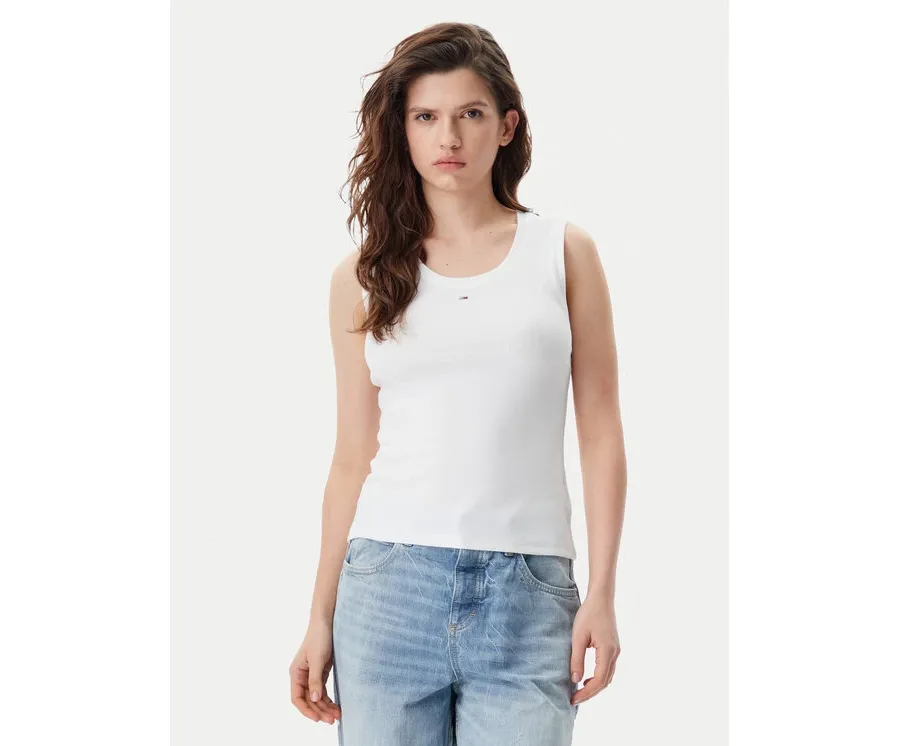obrazek 1 Tommy Jeans Top Essential DW0DW20673 Biały Slim Fit