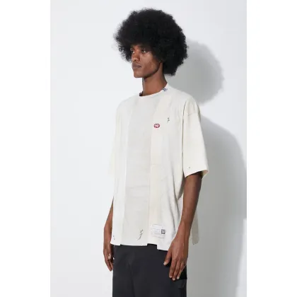 Zdjęcie Maison MIHARA YASUHIRO t-shirt bawełniany Vertical Switching męski kolor beżowy wzorzysty A12TS621