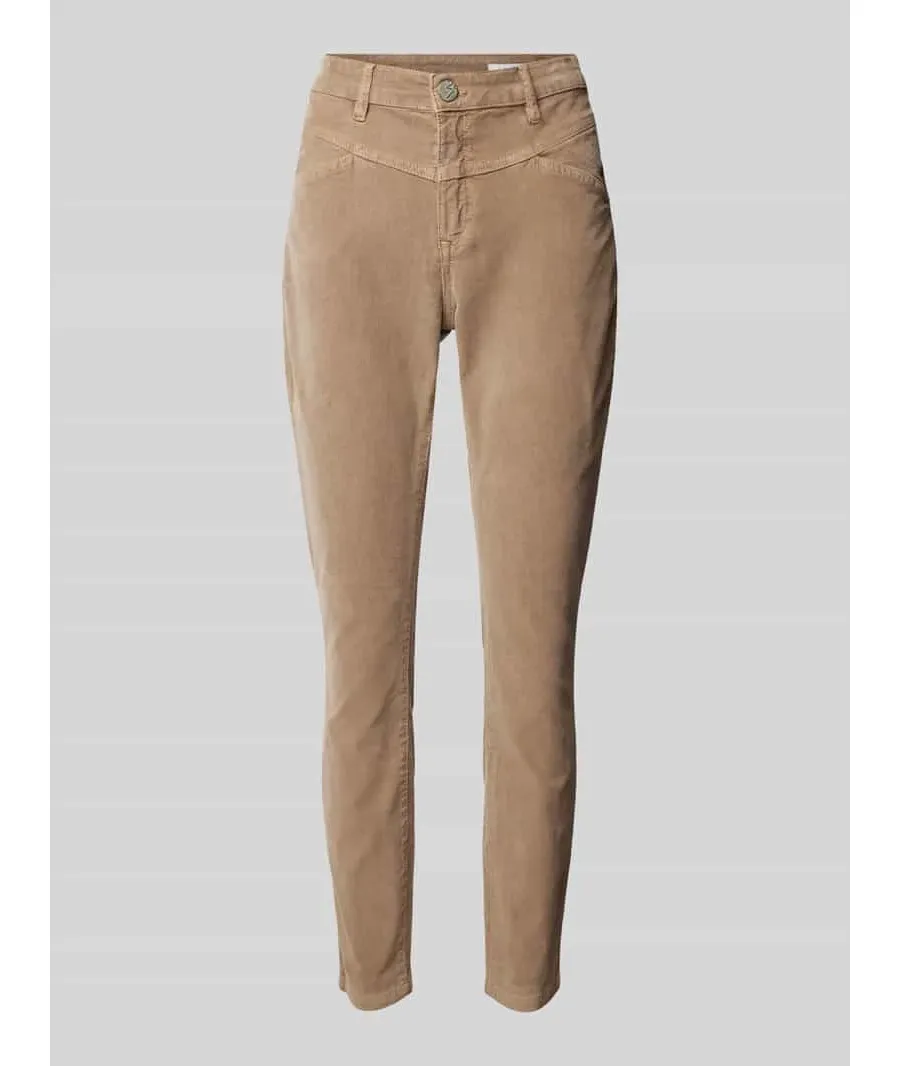 obrazek 1 Spodnie sztruksowe o kroju slim fit z zapięciem na guzik model ‘Evita’