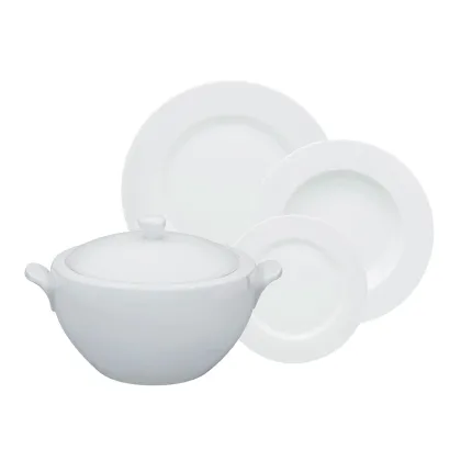 Zdjęcie Duży komplet zastawy obiadowej z porcelany z klasycznej kolekcji Spirit White - Vista Alegre
