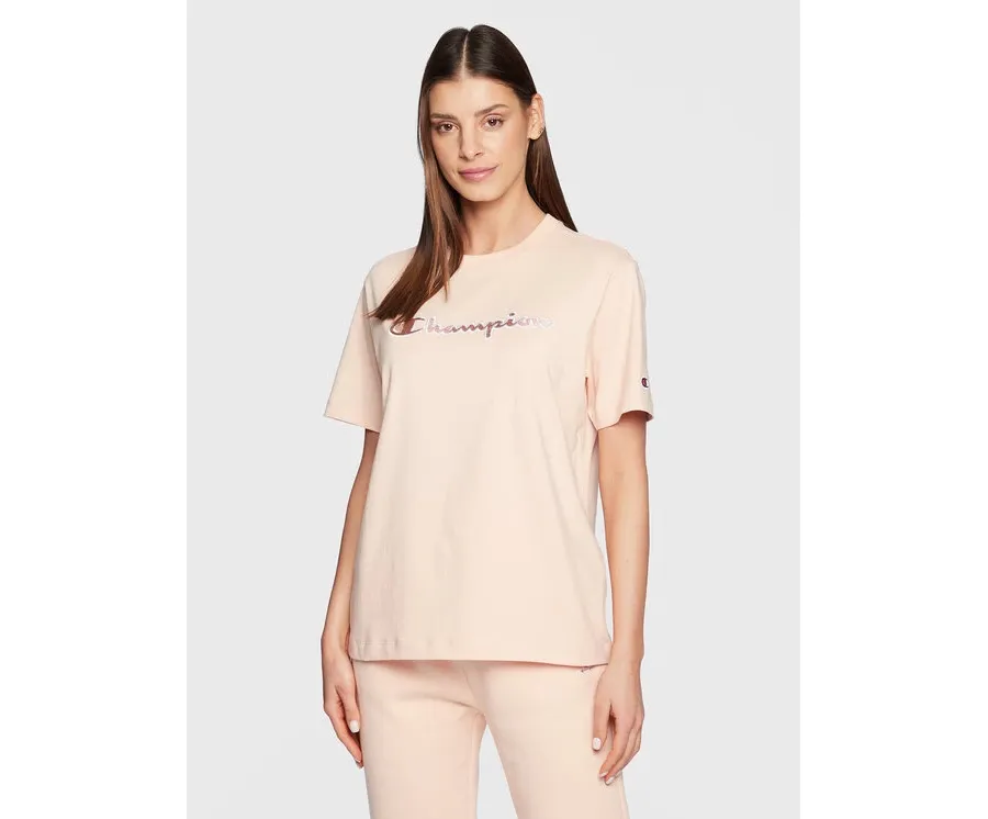 obrazek 1 Champion T-Shirt Big Script Logo 115496 Pomarańczowy Regular Fit