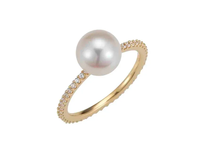 obrazek 1 Klasyczny w formie pierścionek z białą perłą słodkowodną z cyrkonią wykonany z 925/ srebra