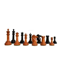 Picture Stylish chess pieces made of aged boxwood and ebony - The Chess Empire