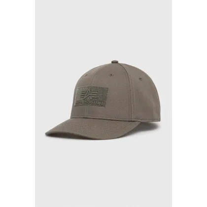 Zdjęcie Alpha Industries czapka bawełniana kolor zielony z aplikacją 168903.257-DarkGreen