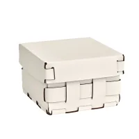 Zdjęcie Skórzany biały kosz Bottega 19x19xH13 cm