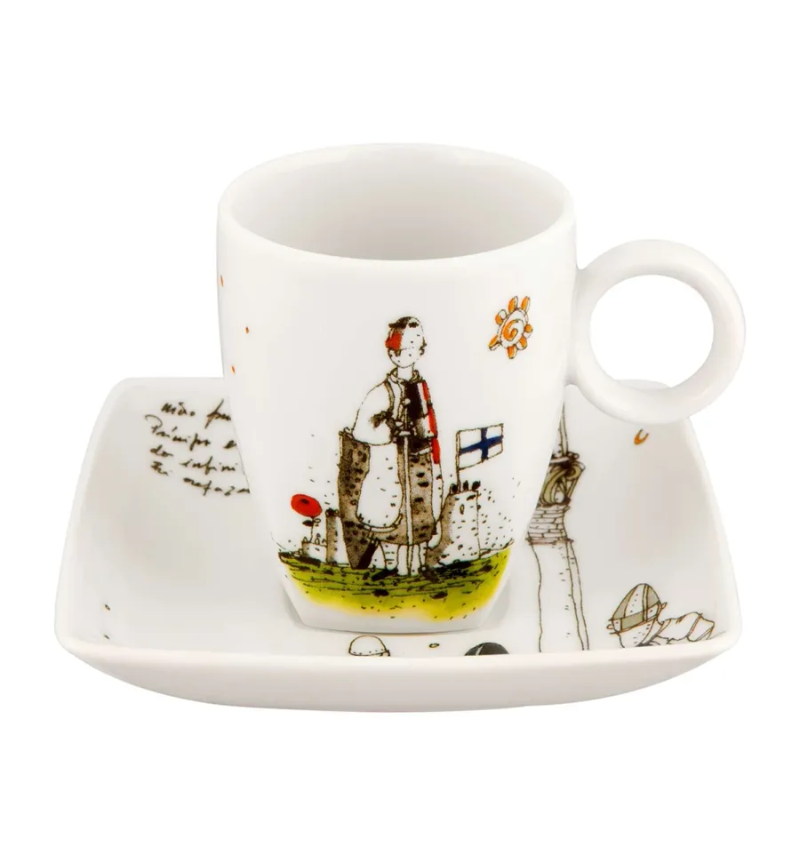 obrazek 2 Porcelanowy zestaw 4 filiżanek do kawy ze spodkami z kolekcji inspirowanej Europejską Stolicą Kultury 2012 - Guimarães -  Vista Alegre