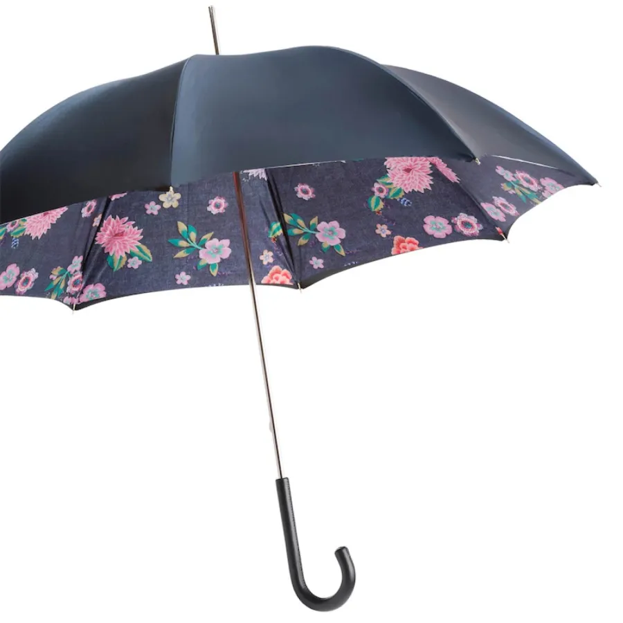 obrazek 7 Stylowy parasol damski w kolorze granatowym zdobiony motywem kwiatów - Pasotti