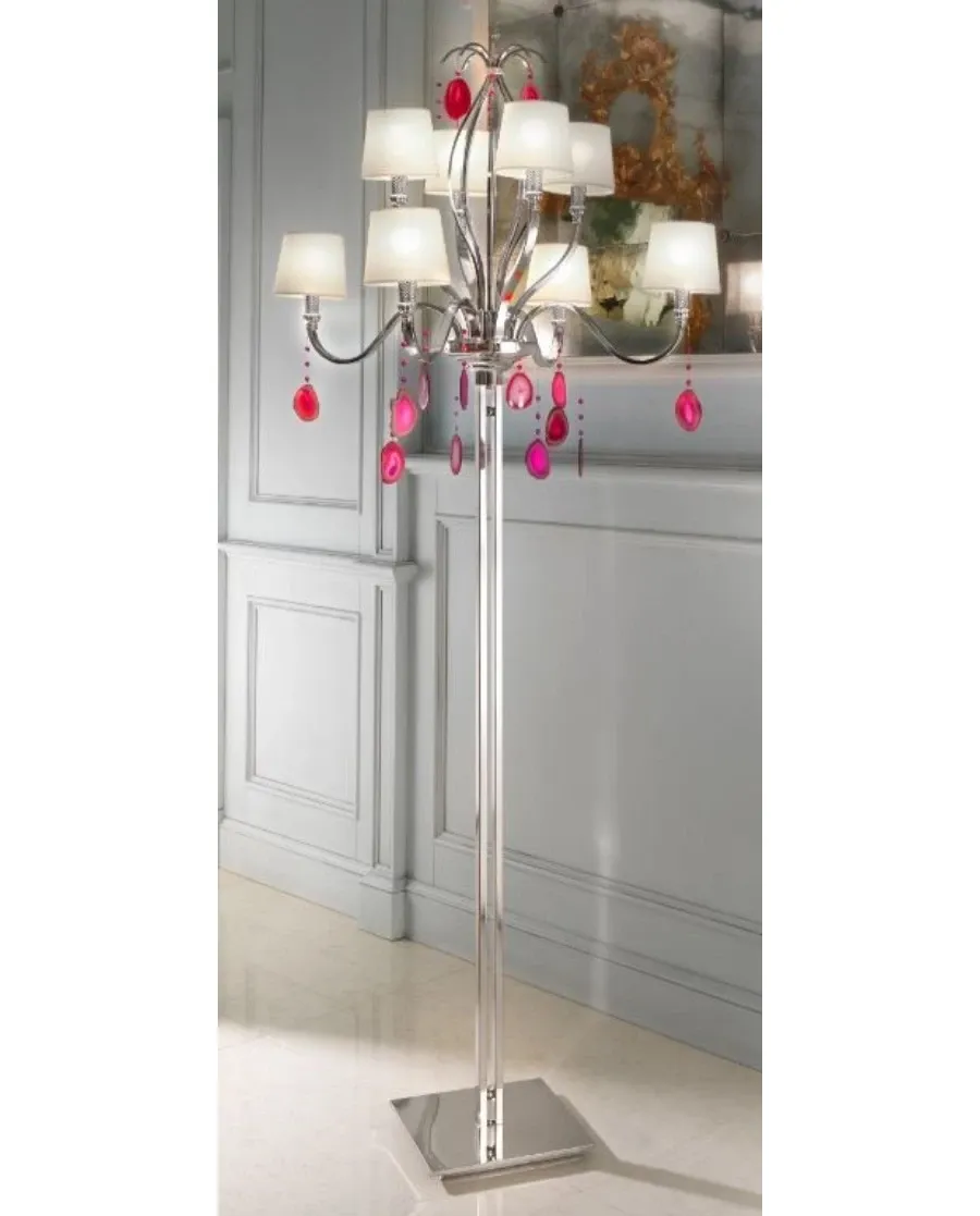 obrazek 1 Stylowa lampa podłogowa z kolorowymi medalami z agatu – Il Paralume Marina