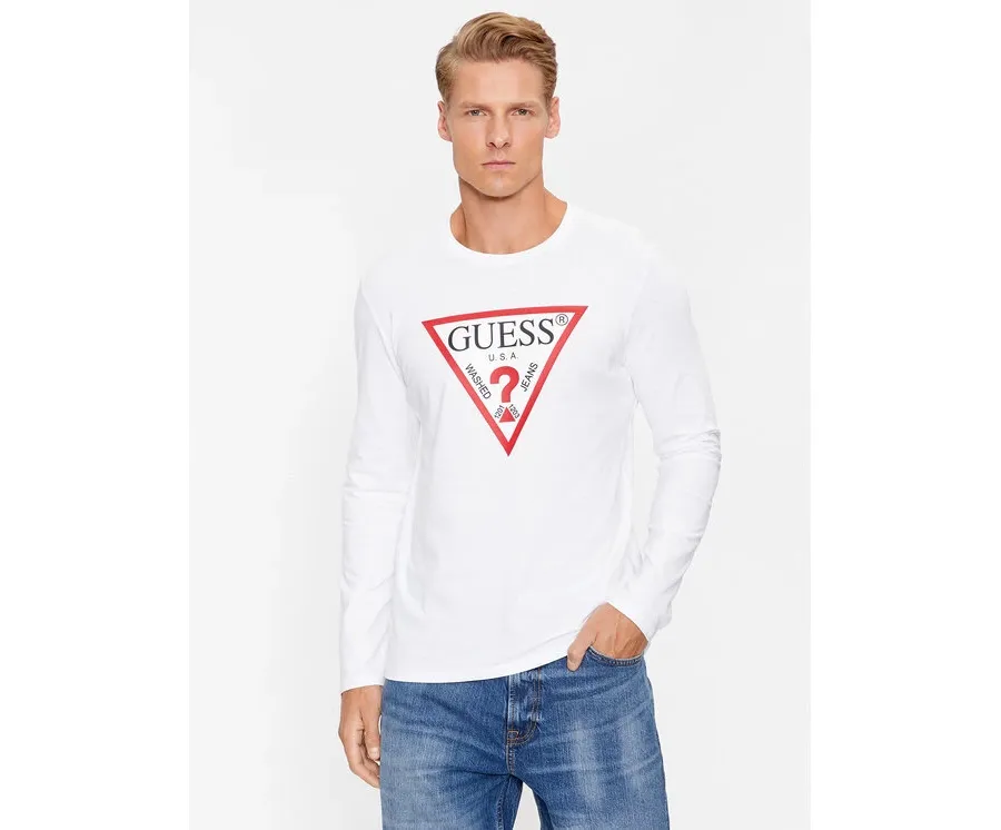 obrazek 1 Guess Longsleeve Original Logo M2YI31 I3Z14 Biały Slim Fit