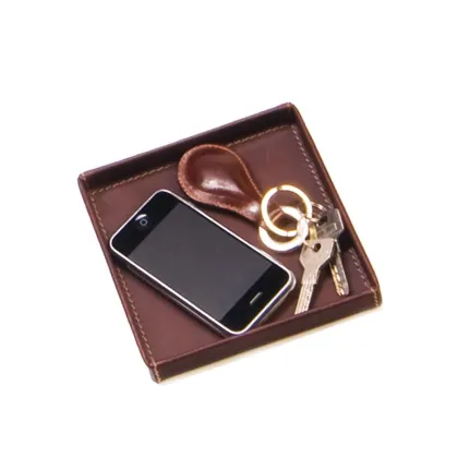 Zdjęcie Skórzane pudełko na drobiazgi - kwadratowe