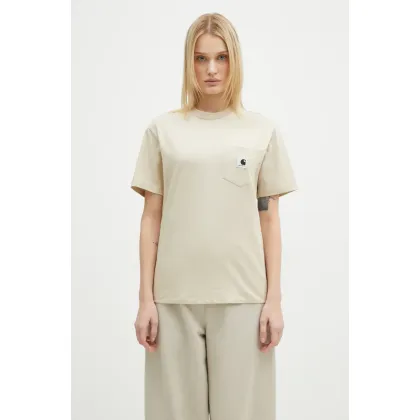 Zdjęcie Carhartt WIP t-shirt bawełniany Pocket damski kolor beżowy I032215.2LPXX