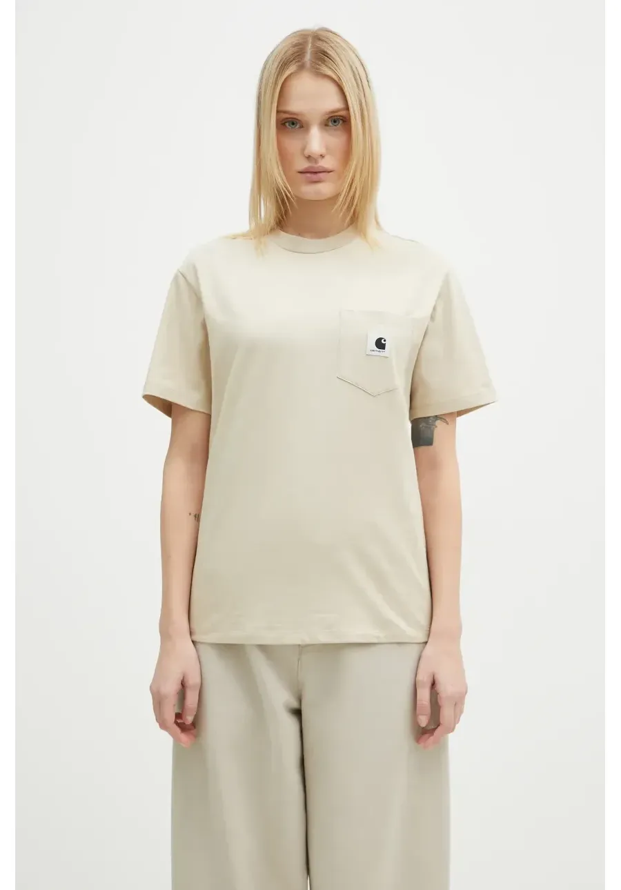 obrazek 1 Carhartt WIP t-shirt bawełniany Pocket damski kolor beżowy I032215.2LPXX