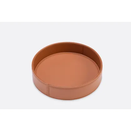 Picture Luxurious brown leather container for small items - for the office