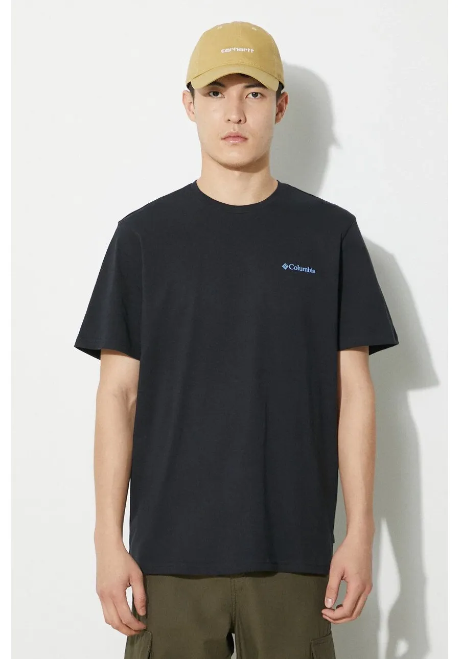 obrazek 1 Columbia t-shirt bawełniany Explorers Canyon kolor czarny wzorzysty 2036451