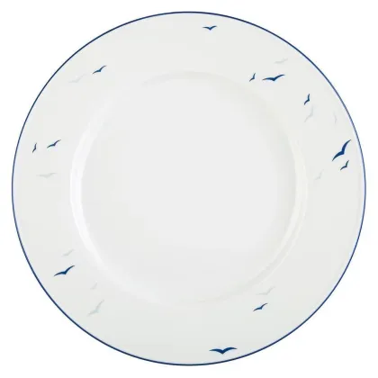 Zdjęcie Duży płaski porcelanowy okrągły talerz z Niemiec zdobiony motywem ptaków – Tettau
