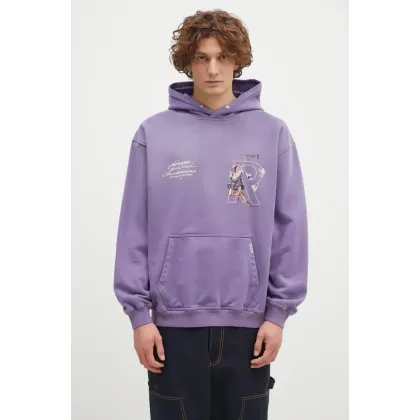 Zdjęcie Represent bluza bawełniana Hermes Hoodie męska kolor fioletowy z kapturem z nadrukiem MLM4230.057