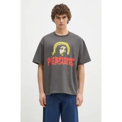 Zdjęcie PLEASURES t-shirt bawełniany Chosen Heavyweight męski kolor szary z nadrukiem P24W033
