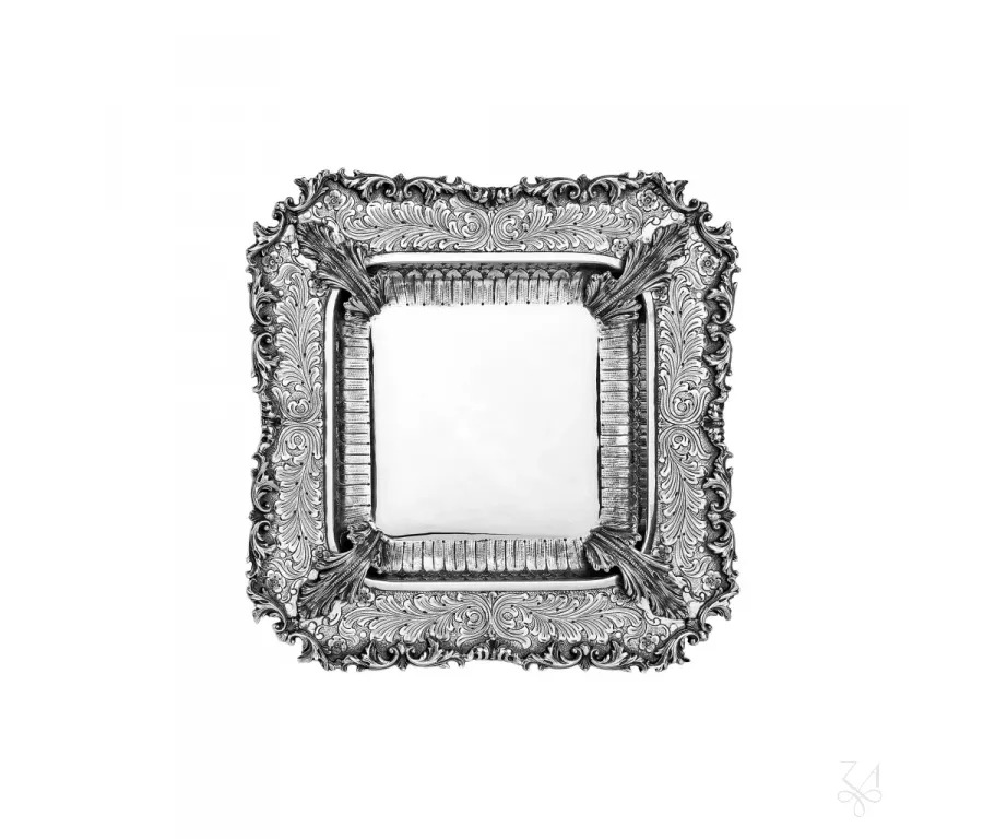 picture 3 Beautiful silver wine bottle with a tray decorated with a plant pattern - Zaramella Argenti