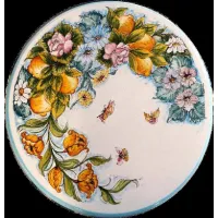 Picture Stylish volcanic lava countertop with a flower motif for the garden and terrace - Ceramiche Valchida