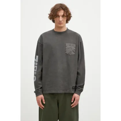 Zdjęcie NEIGHBORHOOD longsleeve bawełniany Pigment Dyed Crewneck Longsleeve kolor szary z nadrukiem 242UNNH.CSM03