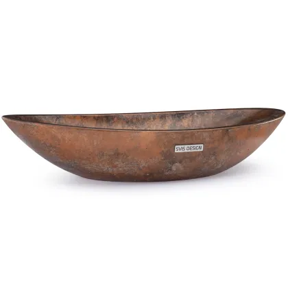 Zdjęcie Unikalna umywalka 60 cm ORION BASIC – SMOKED METAL, czarny i miedziany, lakier półmatowy